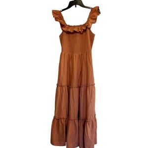 Old Navy Women’s Ruffled Maxi Dress Boho Peasant Cottagecore Prairiecore FLAW